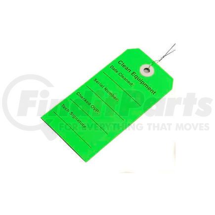 Elkay TCEG Clean Equipment Tag, Green, 2-5/16" x 4-3/4", Pkg Qty 500