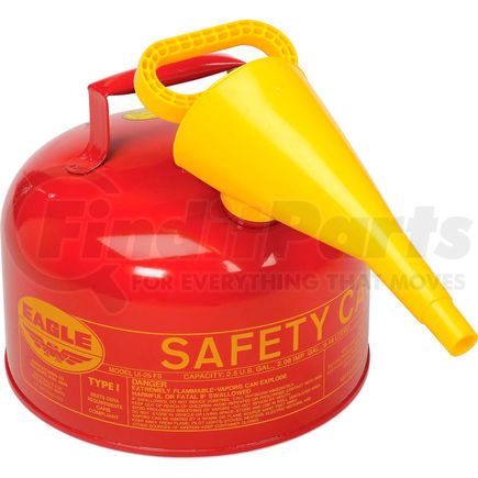 Justrite Ul-25-FS Eagle Type 1 Safety Can - 2.5 Gallon with Funnel - Red, Ul-25-FS