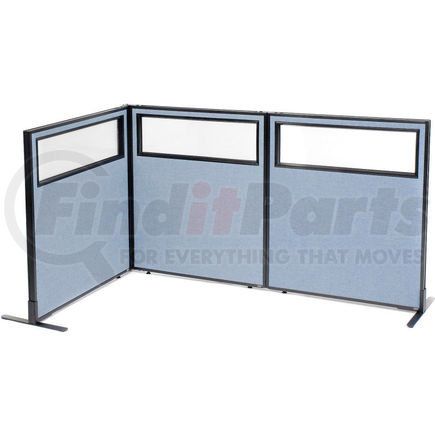 Global Industrial 695043BL Interion® Freestanding 3-Panel Corner Room Divider w/Partial Window 36-1/4"W x 42"H Panels Blue