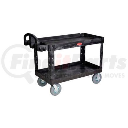 Rubbermaid FG454610BLA Rubbermaid&#174; Plastic Tray Top Utility Cart, 2 Shelf, 54"Lx25"W, 8" Casters, Black