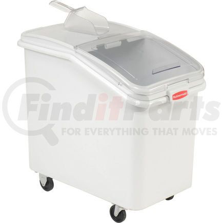 Rubbermaid FG360388WHT Rubbermaid&#174; 3603-88 4.1 Cu. Ft Plastic Bin Truck with Clear Lid & Scoop