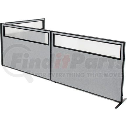 Global Industrial 695116GY Interion® Freestanding 3-Panel Corner Room Divider w/Partial Window 60-1/4"W x 42"H Panels Gray