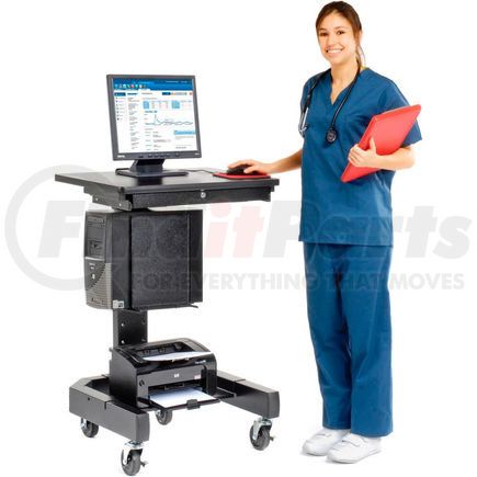 Global Industrial 309235BKA Global Industrial™ Medical Computer Cart, 27"W x 24-1/2"D x 41"H, Black