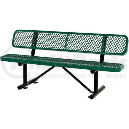 Global Industrial 277154GN Global Industrial&#8482; 6 ft. Outdoor Steel Bench with Backrest - Expanded Metal - Green