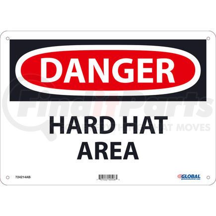 National Marker Company GLOD46AB Global Industrial&#8482; Danger Hard Hat Area, 10x14, Aluminum