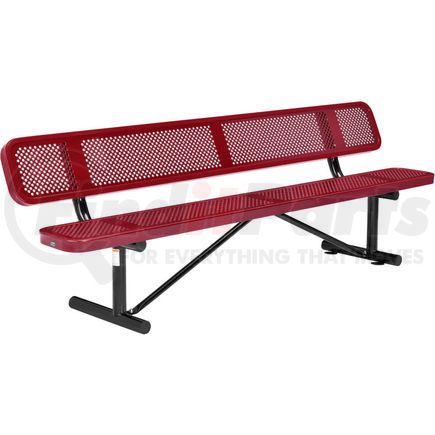 Global Industrial 262077RD Global Industrial™ 8 ft. Outdoor Steel Picnic Bench with Backrest - Perforated Metal - Red