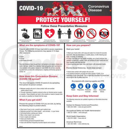 National Marker Company PST141 COVID-19 Protect Yourself Poster, 18" X 24", Synthetic Paper