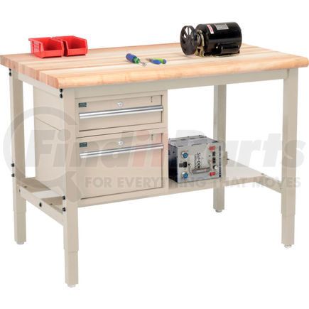Global Industrial 319288TN Global Industrial™ 48"W x 36"D Production Workbench - Maple Safety Edge - Drawers & Shelf - Tan