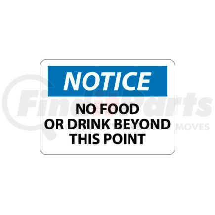 National Marker Company N310RB NMC N310RB OSHA Sign, Notice No Food Or Drink Beyond This Point, 10" X 14", White/Blue/Black