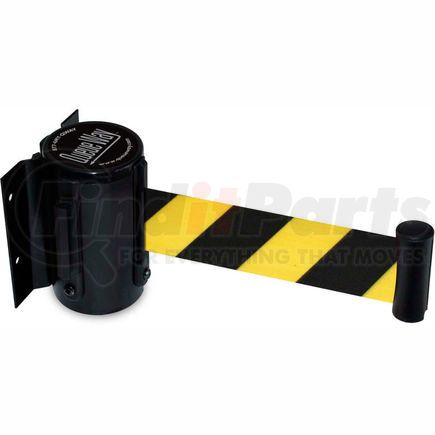 Lawerence Metal QWAYWALL-D4 Queueway Wall Mount Retractable Belt Barrier, Black Case W/7-1/2' Black/Yellow Belt