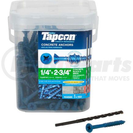 Itw Brands 24585 ITW Tapcon Concrete Anchor - 1/4 x 2-3/4" - Phillips Flat Head - Pkg of 150 - 24585