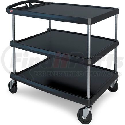 Metro MY2636-35BL Intermetro Utility Cart With Chrome Posts, 3 Shelf, 40-1/4"Lx27-11/16"W, Black