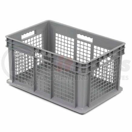 Akro Mils 37672GREYGBL Global Industrial&#153; Mesh Straight Wall Container, Solid Base, 23-3/4"Lx15-3/4"Wx12-1/4"H, Gray