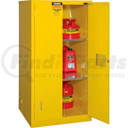 Jamco Products BS60YPQQ Global Industrial&#153; Flammable Cabinet, Self Close Double Door, 60 Gallon, 34"Wx34"Dx65"H