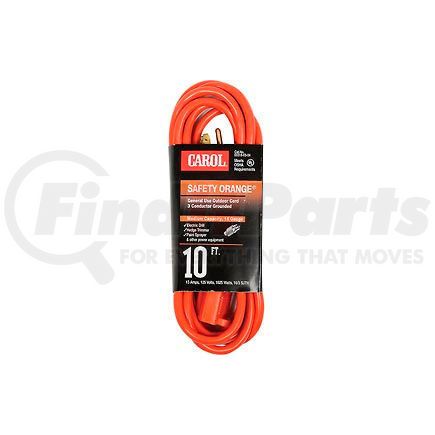 General Cable 03318.63.04 Carol&#174; 03318.63.04 10' Safety Orange Extension Cord, 16awg 13a/125v