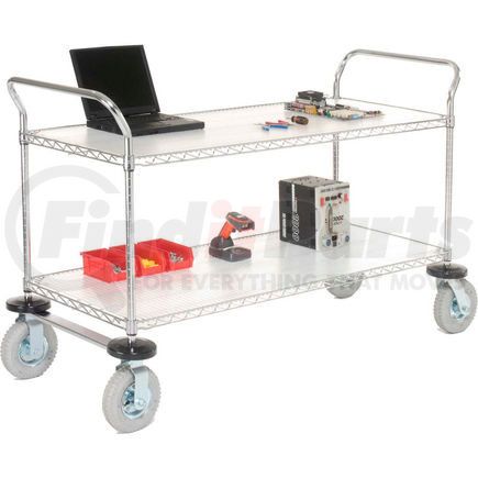 Global Industrial 2142N2C Nexel&#174; Utility Cart, 2 Shelf, Chrome, 42"L, x 21"W, x 42"H, Pneumatic Casters