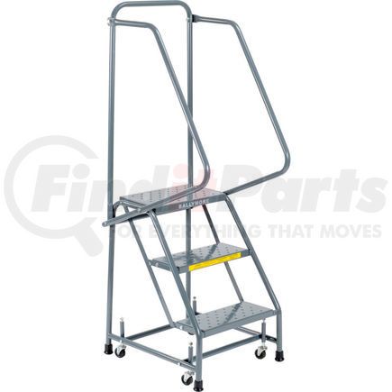 Ballymore H318P Perforated 16"W 3 Step Steel Rolling Ladder 10"D Top Step - H318P