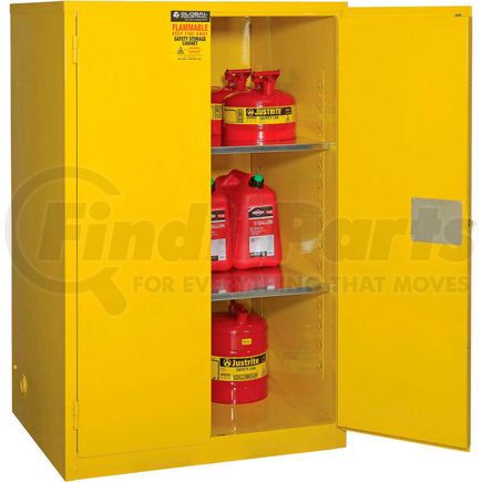 Jamco Products BM90YPQQ Global Industrial&#153; Flammable Cabinet, Manual Close Double Door, 90 Gallon, 43"Wx34"Dx65"H