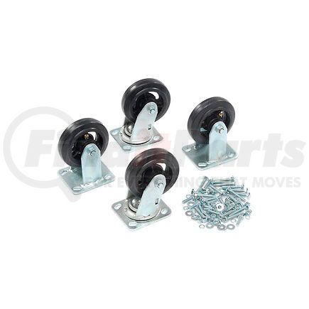 Global Industrial 515WAS-KIT Global Industrial™ 5" x 1-1/2" Mold-On Rubber Caster Kit 2 Swivel, 2 Rigid