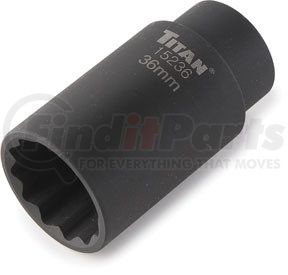 Titan 15236 Axle Nut Socket 1/2" Drive, 36mm, 12 Point, Deep