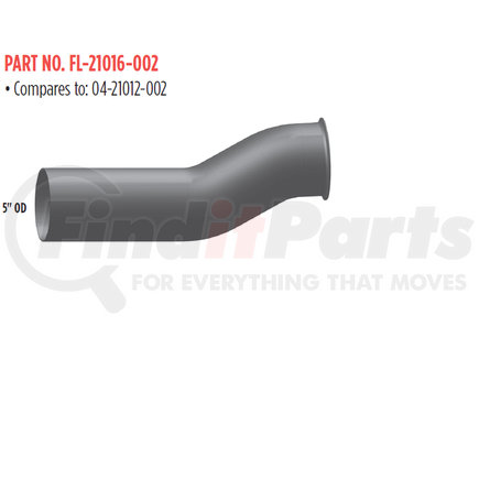 Grand Rock FL-21016-002 5" 2 BEND FL TURBO PIPE w/FLARE