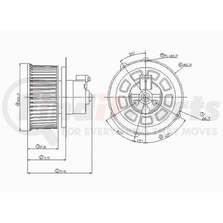 Global Parts Distributors 2311514 HVAC Blower Motor Front Global 2311514