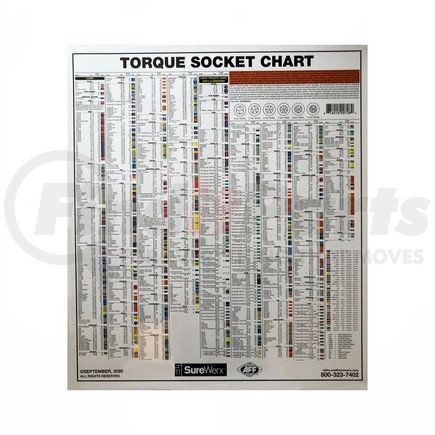 American Forge & Foundry TC2020WALL 28" x 32" Torque Socket & Extention Reference Chart