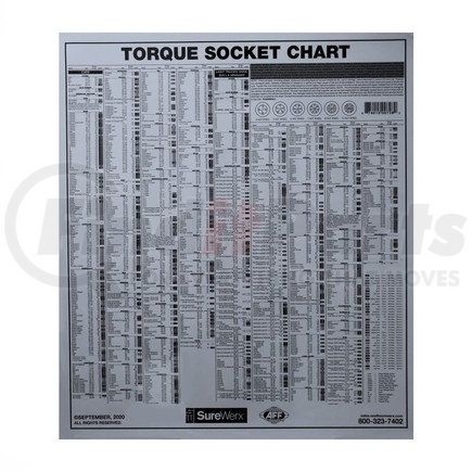 American Forge & Foundry TCS2020BW 8.5" x 11" Torque Extension Reference Chart