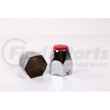 Power Products CN33FR-10 Lug Nut Cover - Chrome 10-Pack 33 mm w/ Flange - Red Reflector