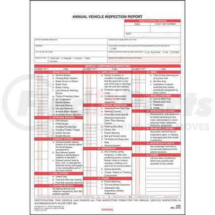 JJ Keller 2240 Annual Vehicle Inspection Report, 2-Ply w/ Carbon - Stock - Snap-out format, 2-ply, with carbon