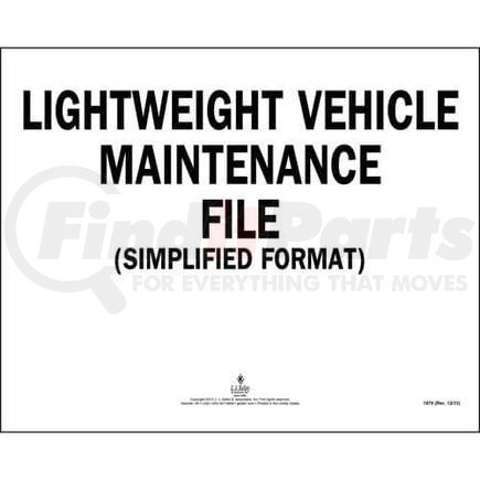 JJ Keller 1879 Vehicle Maintenance - File Folder - Lightweight File Folder