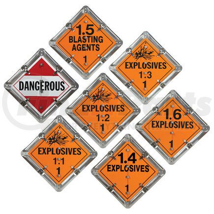 JJ Keller 9016 Aluminum Flip Placard - 7 Legend, Worded, Explosives - Unpainted Back Plate