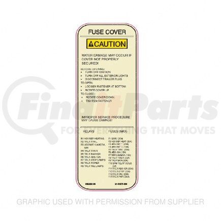 Freightliner 24-01876-000 LABEL-CAUTION,SCH CVR,HNGD