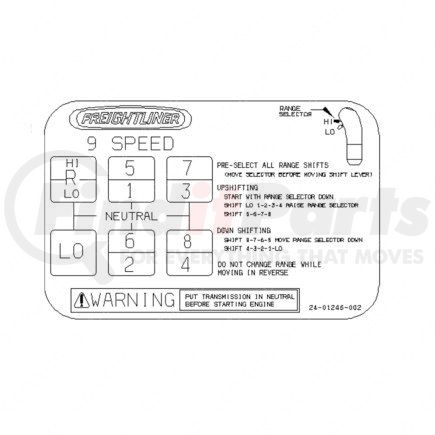 Freightliner 24-01246-002 DECAL-SHIFT 9 SPEED