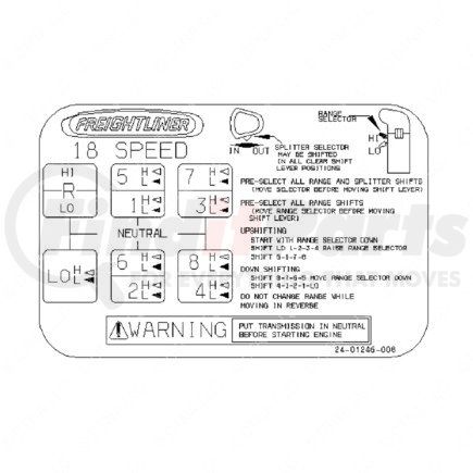 Freightliner 24-01246-008 DECAL-SHIFT 18 SPEED