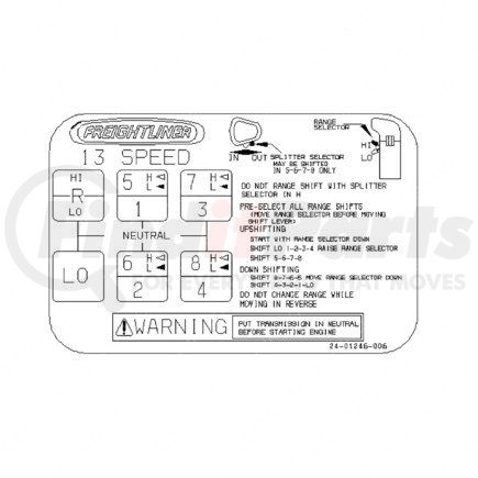 Freightliner 24-01246-006 DECAL-SHIFT 13 SPEED