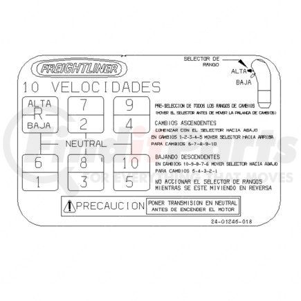 Freightliner 24-01246-018 DECAL-SHIFT,10 SPEED