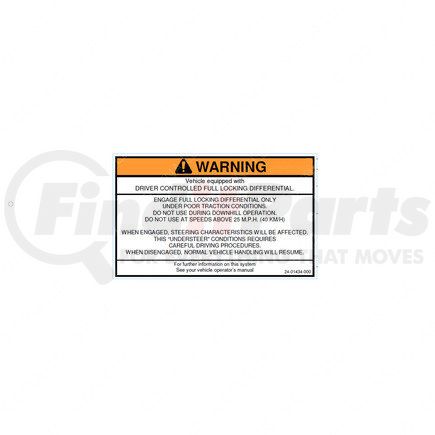 Freightliner 24-01434-000 LABEL-WARNING,DIFF LOCK