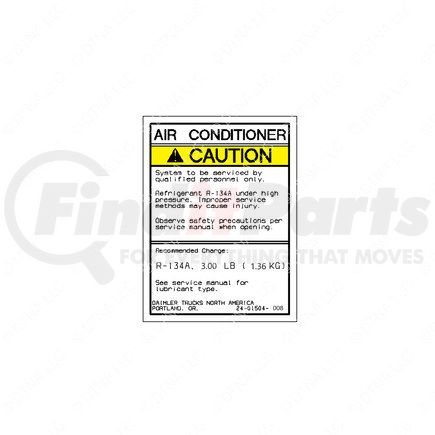 Freightliner 24-01504-008 LABEL-ENG 3.00LBS 1.36KG