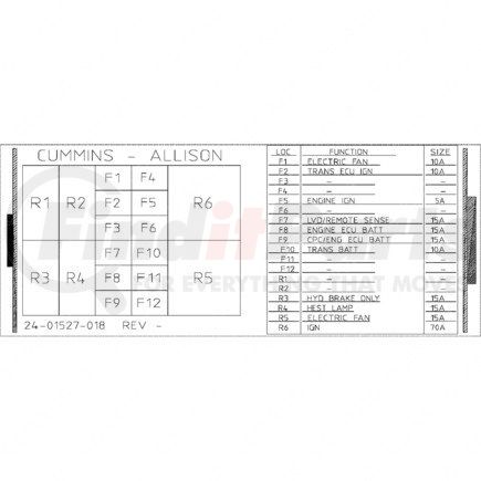 Freightliner 24-01527-018 LABEL-PWR