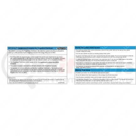 Freightliner 24-01679-001 LABEL-PARKSMART WT EXEMPTION