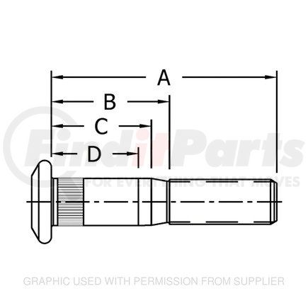 Freightliner CM10001335 STUD WHEEL 16UNF RH