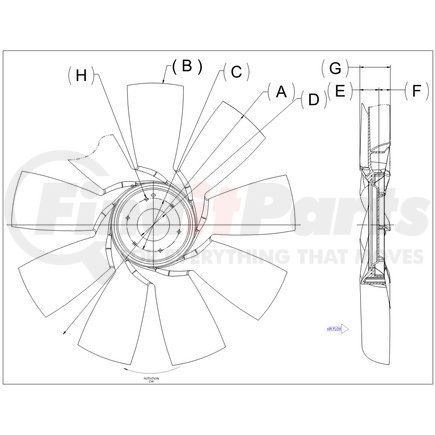 Freightliner KYS47354456608 FAN RADIATOR XMD9 31IN 2.5
