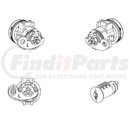 Freightliner A22-63159-619 LOCKSET-6 KEYS,KEY CODE FT1019