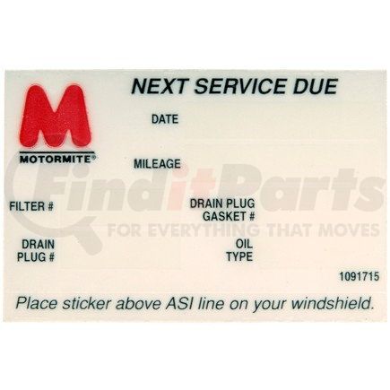 Dorman 65287 OIL CHANGE STICKER