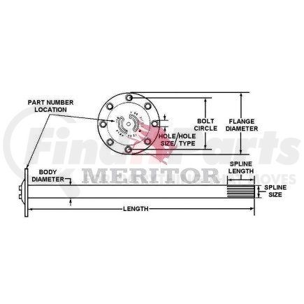 Meritor 3202L9502 Meritor Genuine Axle Shaft